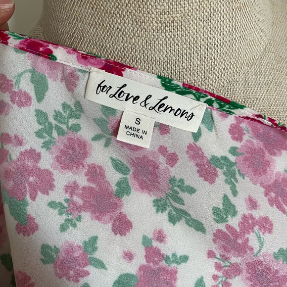 For Love and Lemons blouse pink floral - Picture 6 of 11